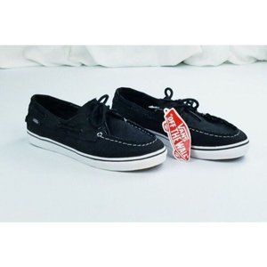 vans black boat shoes
